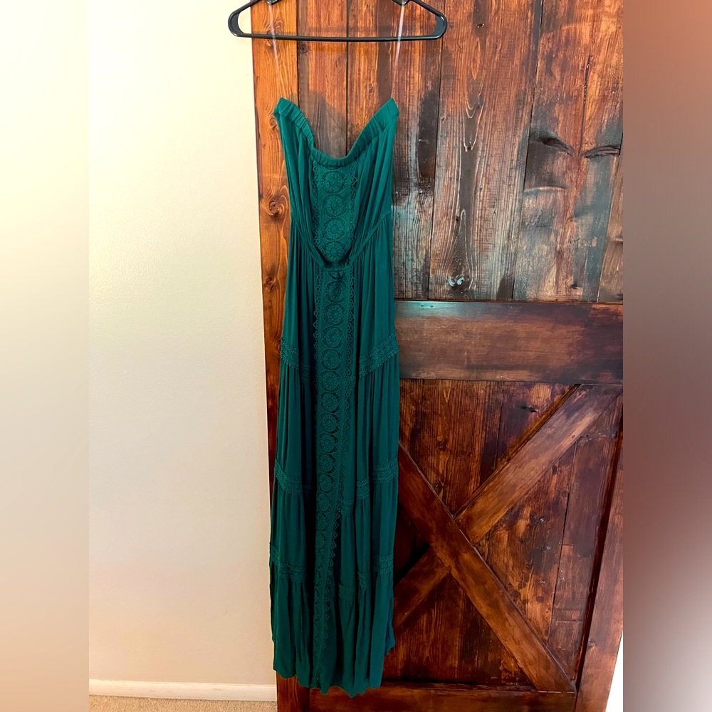New Dark Green Crochet Maxi